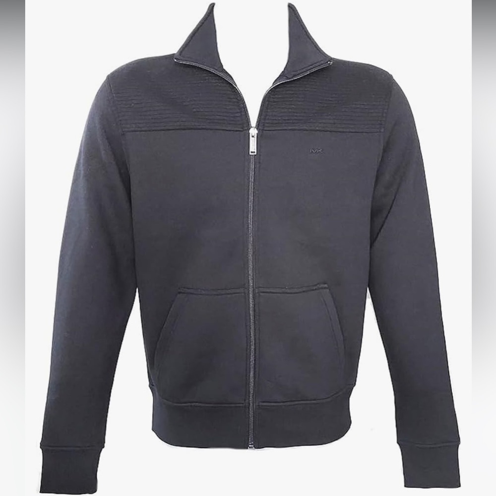 Michael Kors Mens Front Zip Logo Cotton Navy Sweatshirt